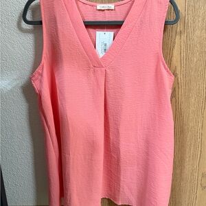 Coral Sleeveless Blouse by Cathy+Rae